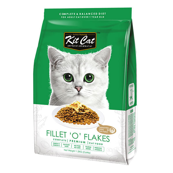 Kit Cat Premium Dry Food for Cats Fillet O Flakes Ideal for